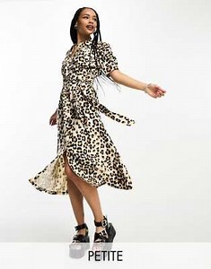 Whistles Petite midi shirt dress in leopard print | ASOS