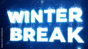Dynamic Winter Break Text with Sparkling Light Effects