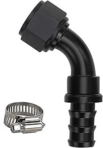 AC PERFORMANCE -12 AN 60 Degree Push On Lock Hose End Fitting Aluminum Black with Clamp