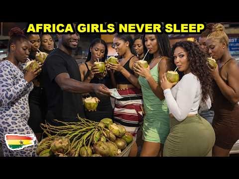How Single Girls in Rural Africa Celebrate Their Night Culture | Ghana Kumasi Nightlife Walking Tour