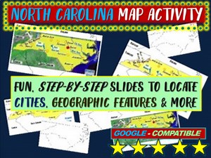 North Carolina Map Activity- fun, engaging, follow-along 18-slide PPT