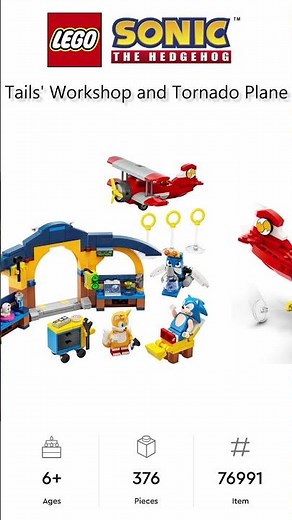 PREVIEW: LEGO SONIC THE HEDGEHOG, Tails' Workshop and Tornado Plane, Set 76991, LEGO 2023