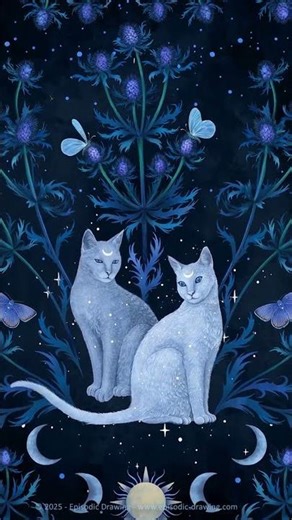 Episodic Drawing: Blue Thistle And Cat
