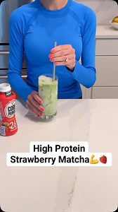 Shake up your post-workout routine with a protein-packed matcha made with Core Power Strawberry Banana. This is such a tasty way to refuel after a sweat sesh. 💪🍵🍓 #ChampionYourRecovery #CorePower #matcha | Core Power