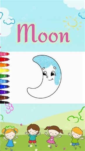 Moon drawing 🌕 / Drawing step by step ✏️ / Drawing and coloring for kids 🎨