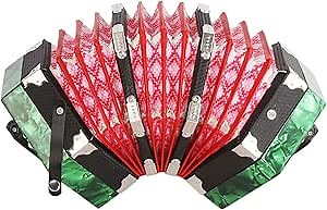 Concertina Accordion Acordeon Acordion Accordion Instrument Anglo-style concertina 20-Button 40-Reed Anglo Style with Carrying Bag Red Pine (Green)