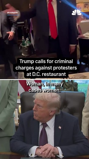 30K views · 1.6K reactions | After being confronted by a protester during a D.C. dinner outing last week, Trump claimed she was a “paid agitator” and said he’s asked officials to explore RICO charges against such demonstrators. #nbcla | NBC LA | Facebook