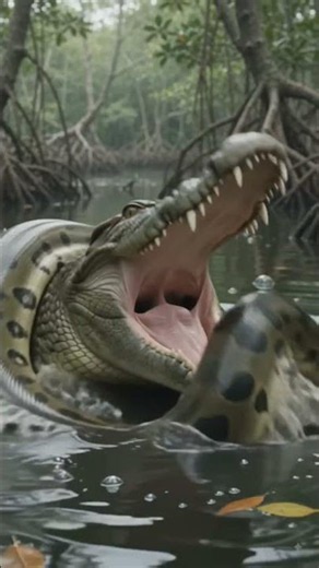 Crocodile vs Giant Anaconda 🐊🐍 | The Deadliest Swamp Battle Ever Caught! || #Wildlife #AnimalFight