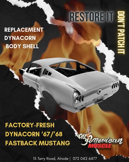 🚨 BUILD YOUR DREAM FASTBACK! 🚨 Looking for the perfect foundation for your next classic project? We’ve got brand new Dynacorn 1967/1968 Mustang Fastback body shells ready to bring your dream to life! 🔥 ✅ Factory-licensed reproduction ✅ Built with modern precision ✅ Ready for your custom build or full restoration ✅ No rust. No hidden surprises. Just pure potential. Whether you want to recreate an Eleanor, a street machine, or a show-stopping original — it all starts with a solid body. 📩 DM us