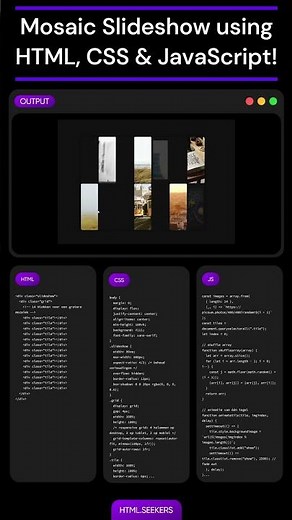 🧩 Mosaic Slideshow using HTML, CSS & JavaScript! #webdesign