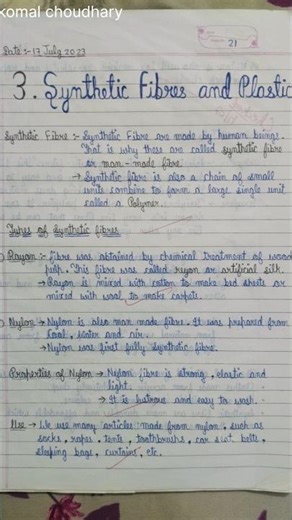 Class 8 Science Chapter 3 Synthetic Fibres & Plastics | Toppers Notes 📚🔥 #cbse #cbseclass8 #study