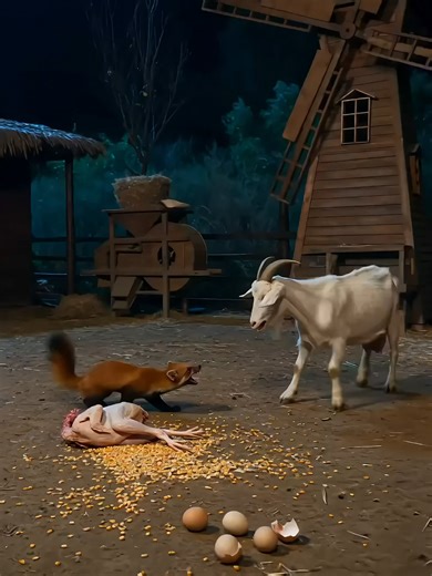 The big goose is so fierce! It truly deserves to be the leader of the three tyrants of the farm.#animals #viral #wildlife #fyp #fypviral #family #weasel #goose #dogs