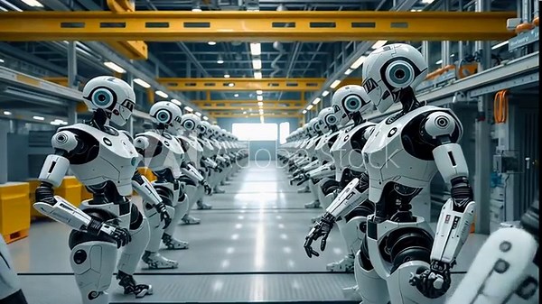 The Future of Manufacturing, A Robot Army Assembling Products on the Factory Line