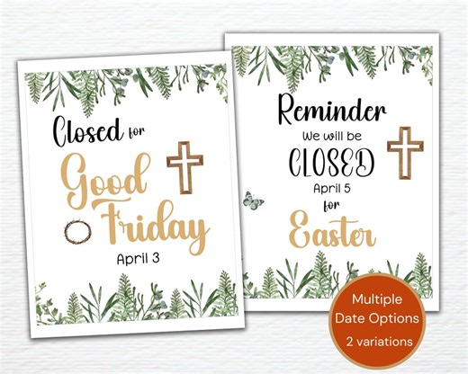 Closed for Good Friday Sign, Closed for Easter Holiday Closure Sign, We Are Closed for Holiday Business Door Sign, Store Office Closed Sign - Etsy