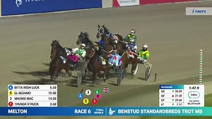 Brent Thomson trainer-driver of Sebastians Boy flys through the field to land himself in the winners circle for the Benstud Standardbreds Trot. | Harness Racing Victoria