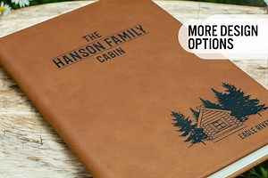 Personalized Cabin Guest Book, Engraved Leather Notebook, Personalized Journal, Customized Leather Gift, Leatherette Journal, Cabin Décor - Etsy