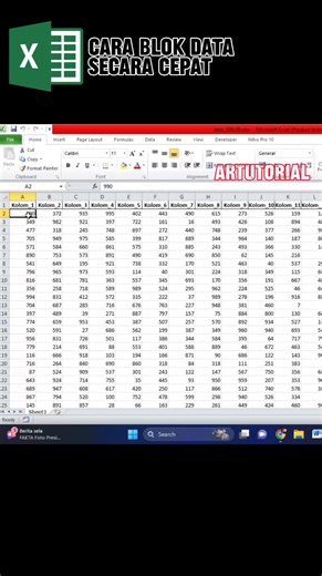 Cara blok data secara cepat di Excel #excel | ARTutorial