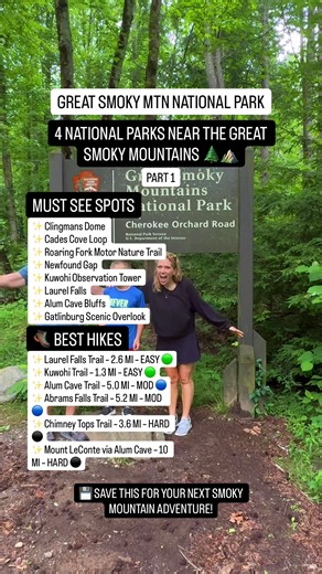 The Great Smoky Mountains honestly feel like stepping into another world 🌲✨ Waterfalls, mountain overlooks, scenic drives, black bear sightings, and some of the most beautiful hikes in the country… it’s easy to see why this is the most visited national park in America. 🏔️🐻 We’re Heather and Jesse — the creators behind Adventure Family Vlog — sharing the best hikes, hidden gems, scenic stops, and family adventures to help you plan your next trip. ❤️ ✨ Save this guide for your next Smoky Mounta