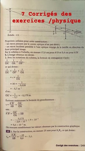 7 Corrigés des exercices de Synthèse /produire des images . #bac2024 #physique