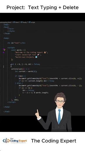 Learn JavaScript Typing Effect 🔥 | Text Typing + Delete Animation Project (Beginner Friendly) - #js