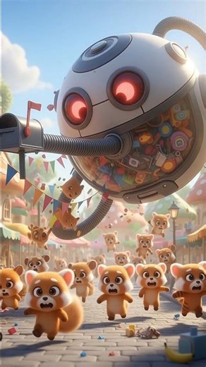 Mini Heroes vs Robot Vacuum Monster | Funny 3D Animal Animation #aianimation #animation #shorts