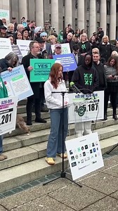 RALLY IN OLYMPIA: Tumwater High School student Frances Staudt speaks at a Let’s Go Washington rally about the citizen-led Initiative IL26-638 that would bar biologically male students identifying as transgender from participating in girls’ athletics at the Washington state Capitol in Olympia on Tuesday, Feb. 3. Video by Chronicle Photo Editor Ridley Hudson. More coverage to come. | The Chronicle