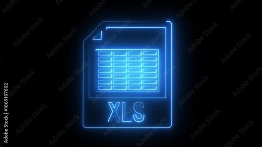 Glowing neon XLS file document icon isolated on black background. XLS file icon flat style document icon. Excel file symbol. Suitable for technology, office, business presentations or design projects