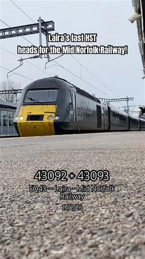 Laira’s final HST set heads for the Mid-Norfolk Railway - 43092 + 43093 17/2/26