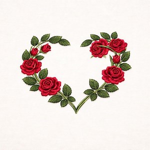 Rose Heart Floral Embroidery Design (digital File) - Etsy