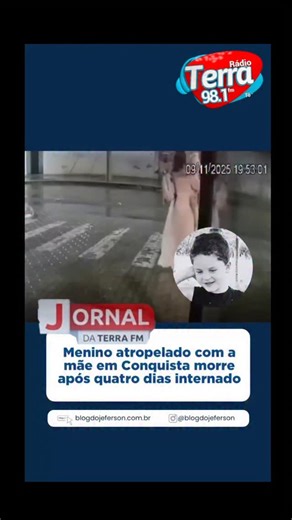 Terra Planaltina on Instagram: "Triste notícia em Vitória da Conquista (BA) Faleceu na tarde desta quinta-feira (13) o menino de 4 anos que estava internado em estado grave na UTI do Hospital Geral de Vitória da Conquista, no sudoeste da Bahia. Ele havia sido atropelado no último domingo (9), enquanto atravessava a rua com a mãe. Câmeras de segurança registraram o momento do acidente. A mãe da criança recebeu alta médica na quarta-feira (12). Já o motorista passou pelo teste do bafômetro, que co