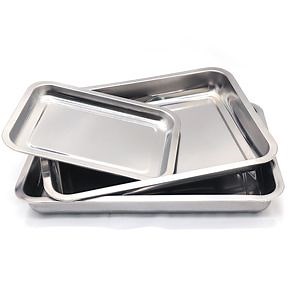 [Hot Item] Wholesale Multiple Sizes Stainless Steel Food Tray Cookie Cake Bread Jelly Roll Baking Sheet Pans