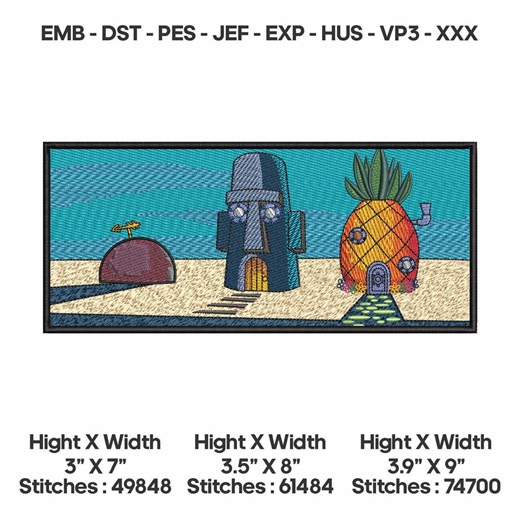 Spongebob Houses Embroidery Design – PES, DST, EXP Files (digital Download) - Etsy