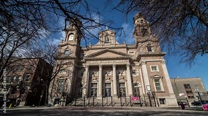 Spring by the historic church - motion time lapse
