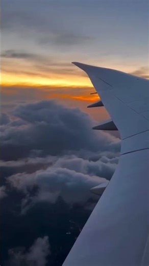 Golden Sunset Above the Clouds ✈️ Airplane Window View | Stunning Sky View