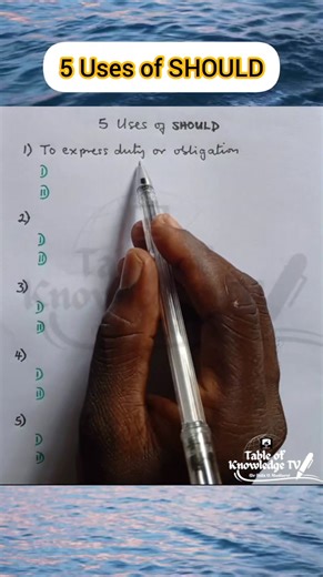 Five Uses of the modal verb SHOULD. | Table of Knowledge TV