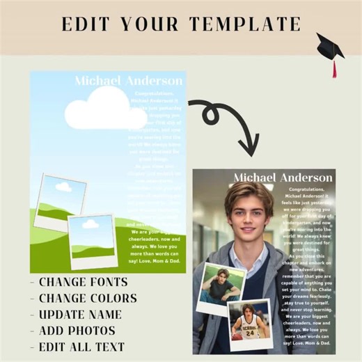 Yearbook Ad Layout | Editable Canva Template | Senior Graduation Page | Printable Tribute Ad Design - Etsy Canada