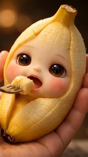 Banana Baby Eating Banana 🍌👶 | Ultra Realistic Food Baby Animation | Foodie Babies 1.5M #shorts