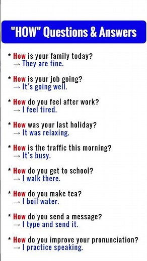 Questions and Answers with "HOW" - English Conversation Practice