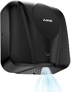 AIKE Elephant Power Commercial Hand Dryer High Speed Auto Warm Wind, Matte Black Thermoset Cover AC110V-130V Model AK2812