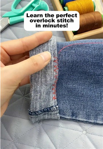 Learn the perfect overlock stitch in minutes! #SewingTips #HandSewing #SewingHack #SewingFix #ClothingRepair