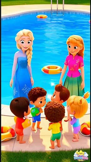 Elsa & Anna Teach Kids to Swim!
