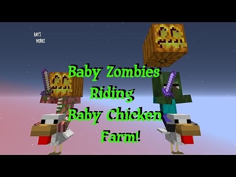 Baby Zombie Chicken Jockey Farm! [AFK] | Minecraft [STILL works] using Zombie Reinforcement