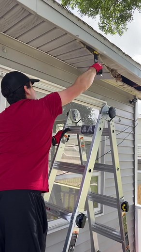 In june we spent all weekend cleaning out rat poop and insulation from the soffits 🙈 #diyhomeimprovement #diyhomeprojects #diyhomeremodel #diyhomerenovation #renovationproject #localroofingcontractor #homerenovation #pestcontrol #ratinfestation #ratproblems #homepest #hometransformation #homebeforeandafter #houseproject #asmrsounds #asmrvideo
