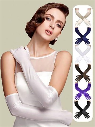 D EXCEED 1/3 Women's Long Gloves - Elegant Accessory - Perfect For Bridal Looks, Decorative Art Themed Weddings, Vintage Afternoon Tea, Garden Parties, Classic Formal Dinners, And Opera Performances. | SHEIN