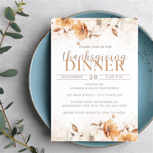 Editable Thanksgiving Dinner Invitation Template | Fall Harvest Printable | Instant Download Canva Invite - Etsy