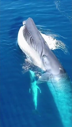 Incredible Whale Wildlife Sighting in the Ocean – Blue Whale With Newborn Calf