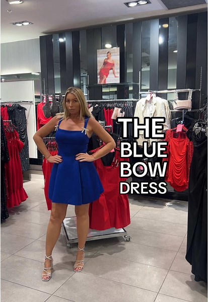 Stunning Blue Bow Dress for Christmas Parties