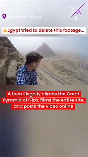 𝗧𝗵𝗲 '𝗔𝘅𝗲' 𝗗𝗿𝗼𝗽 on Instagram: "🎯 Egypt tried to wipe this footage, but it survived. In 2016, an 18-year-old German teen climbed the Great Pyramid of Giza, filmed the entire ascent, and captured a view almost no one on Earth has seen. Police spotted him halfway up, threatened jail, detained him after he came down, and forced him to delete everything. But once home, he recovered it all. The footage went viral, and Egypt banned him for life. Wild story—but don’t ever try this. Respect his