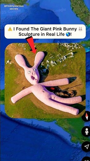 📌The Giant Pink Bunny 🐰 in real life On Google Earth 🌍! #shorts #findmysterioussecrets