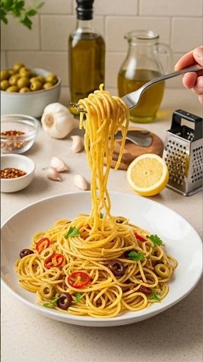 GARLIC OLIVE PASTA in Minutes 🤩